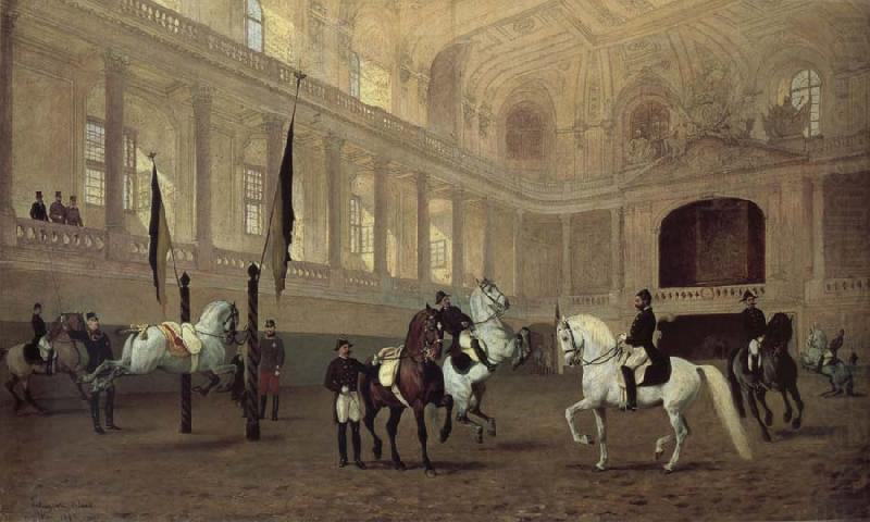 Morning working in the winter riding school, Julius von Blaas